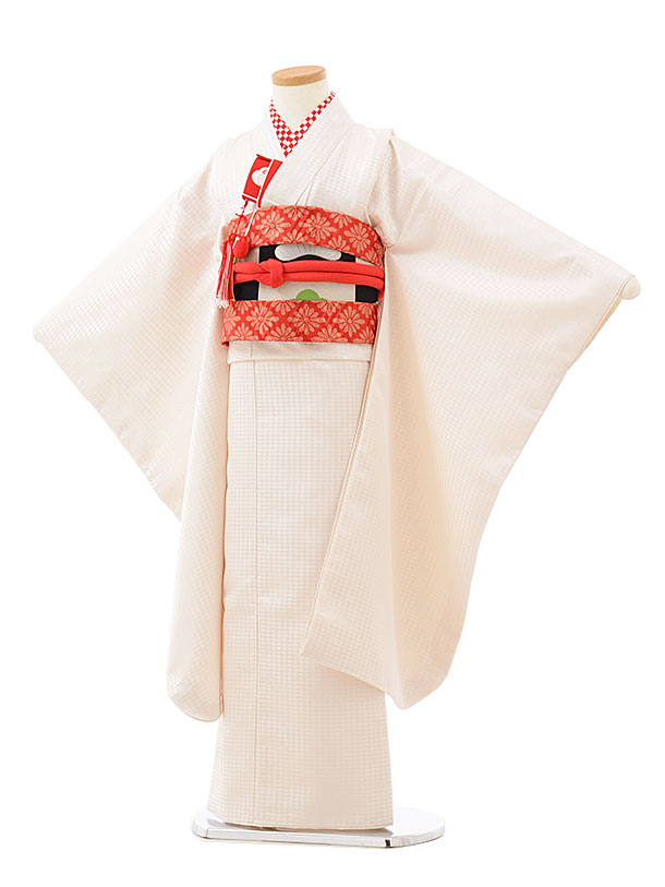 楽天市場】七五三レンタル(7歳女児結び帯) 7876 無地モダン 白地模様
