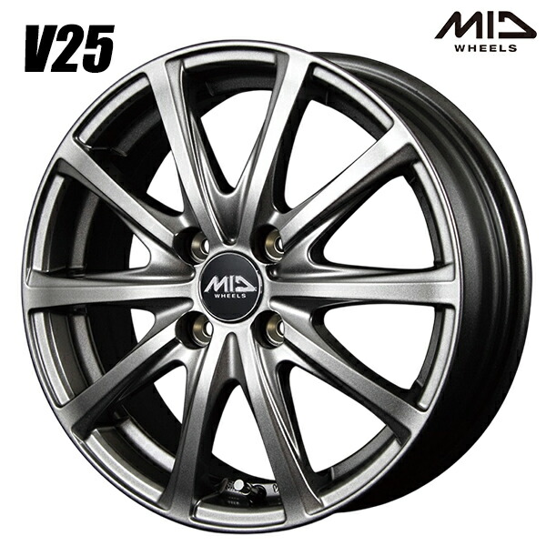 楽天市場】13インチ 4.5J 4H100 +50 MID マルカサービス V25