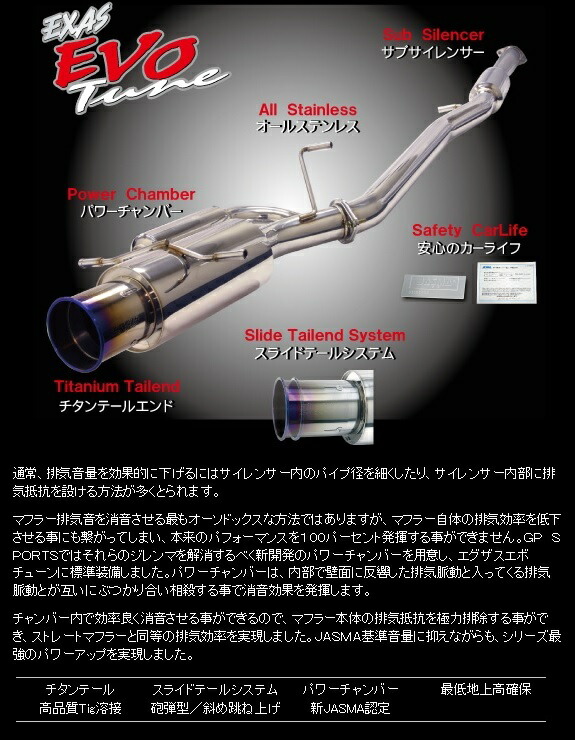楽天市場】GP SPORTS (ジーピースポーツ) EXAS EVO Tune マフラー ver