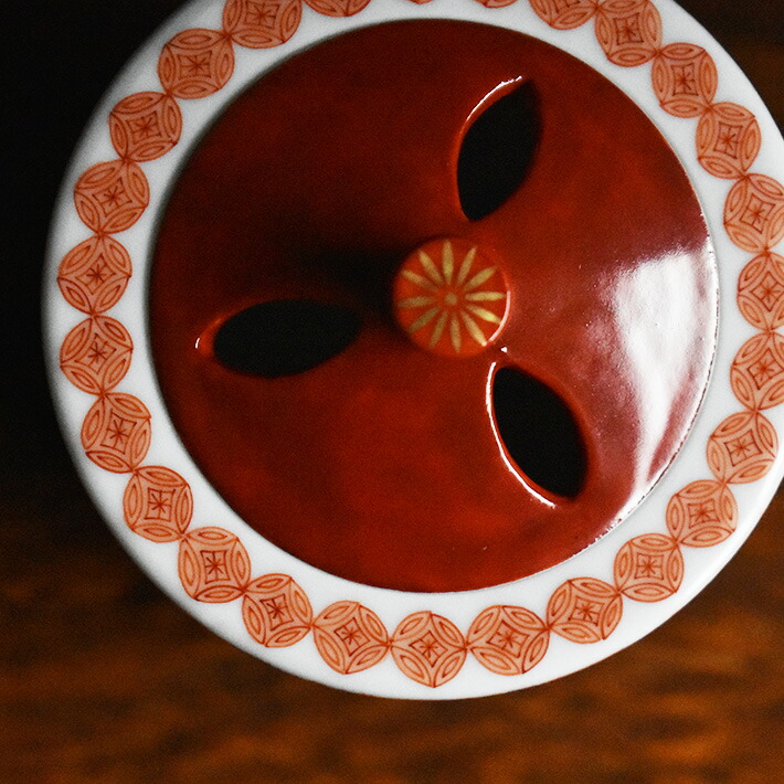 楽天市場】九谷焼 3寸 香炉 赤絵立涌紋 架谷庸子（福島武山一門 赤絵細