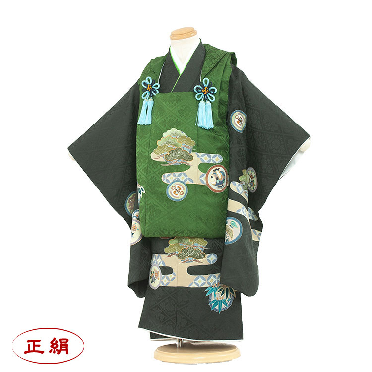 楽天市場】【レンタル】七五三 被布セット 男の子）1009 深緑地/緑