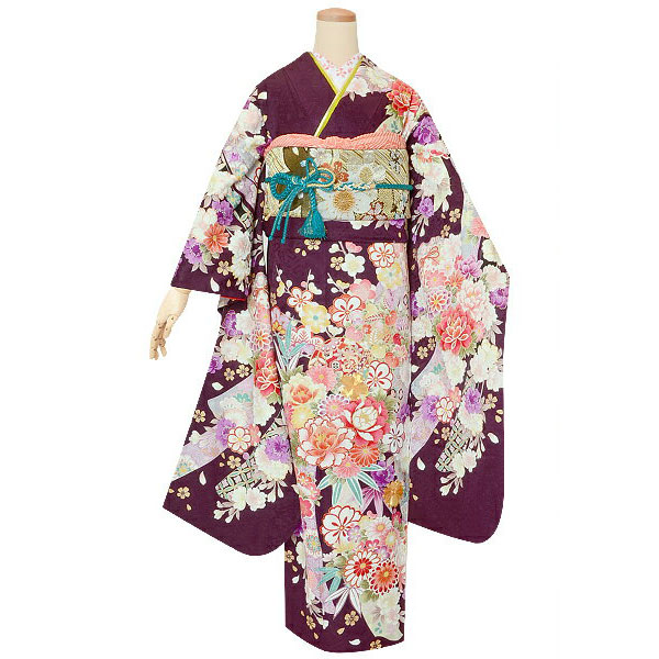 楽天市場】【成人式 振袖 レンタル】RS1485 正絹 紫 束ね熨斗花フル