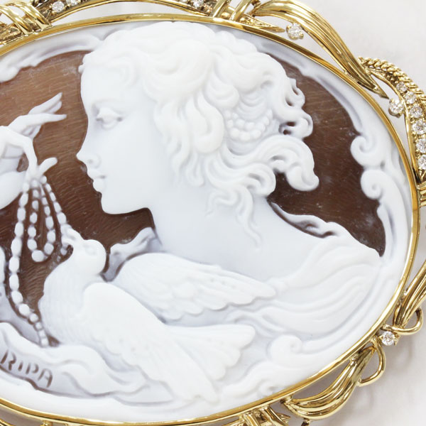 楽天市場】シェルカメオ／リパ 作 シェル＆K18フレーム（ダイヤ入り