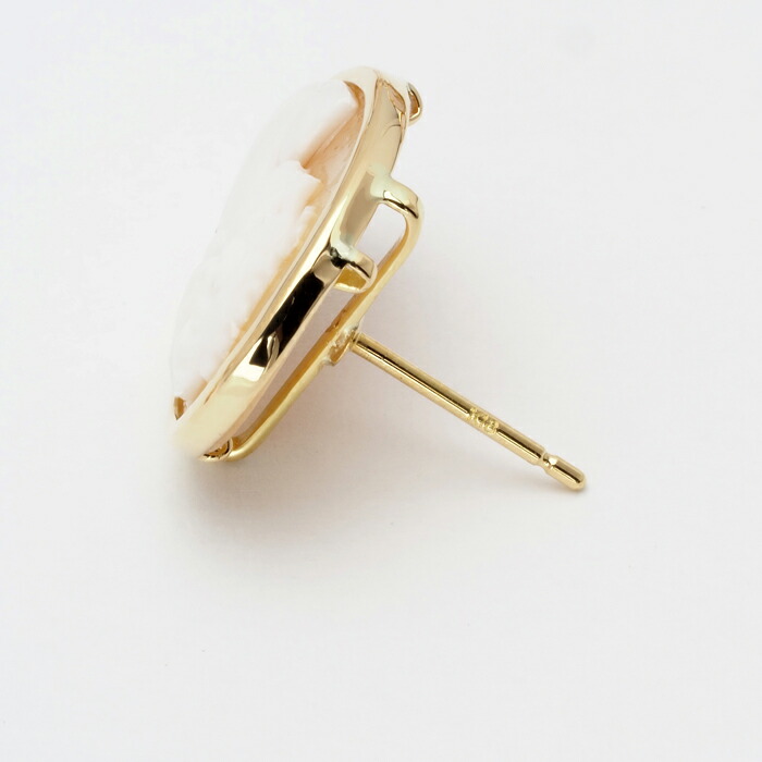 楽天市場】K18 シェルカメオ ピアス オーバル18×13mm スタッド 18金