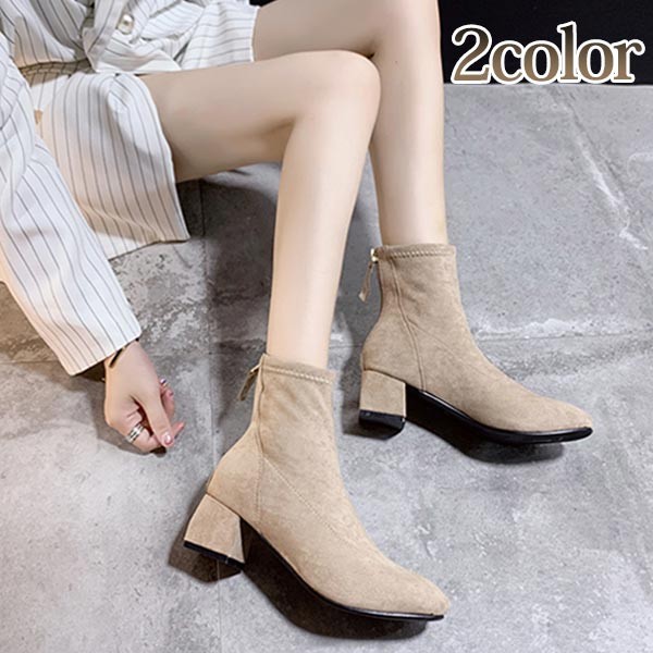 楽天市場】ブーツ レディース スエード ショートブーツ バックジッパー