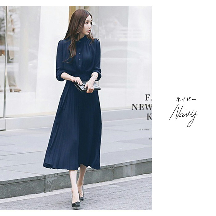 楽天市場】ワンピース レディース 春 冬 春冬 黒 プリーツワンピース