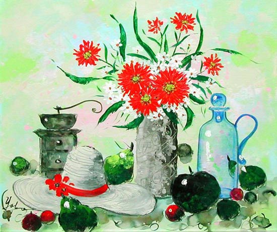 楽天市場】絵画 油絵 花のある静物 （加瀬洋子） 送料無料 【肉筆