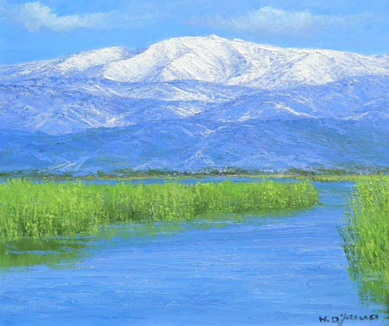 楽天市場】絵画 油絵 木場潟からの白山 （小川久雄） 送料無料 【海