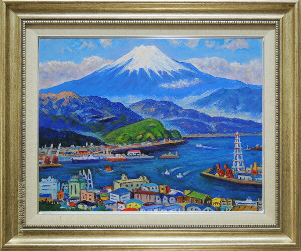 楽天市場】絵画 油絵 清水港より富士 (半澤国雄) 送料無料 【海・山