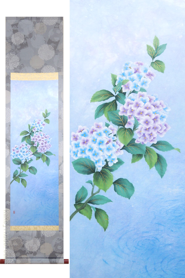 楽天市場】掛け軸 紫陽花 （南川康夫） （掛軸小物なし） 送料無料