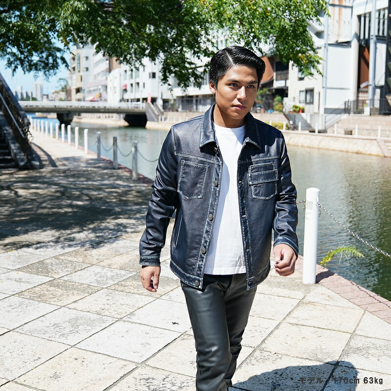 楽天市場】レザージャケット メンズ 馬革 Gジャンタイプ 本革 ブラック