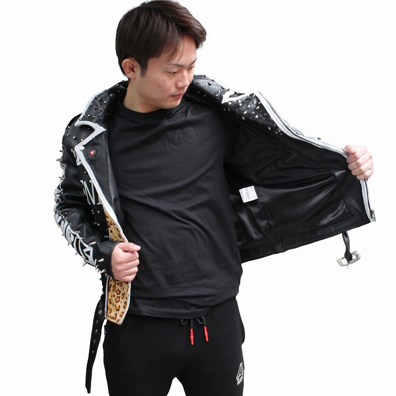 楽天市場】鋲ジャン メンズ スタッズ付き ロックスター レザー