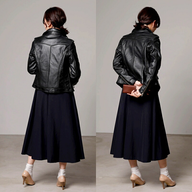 楽天市場】レディース ダブルライダースジャケット ラム革 本革 レザー