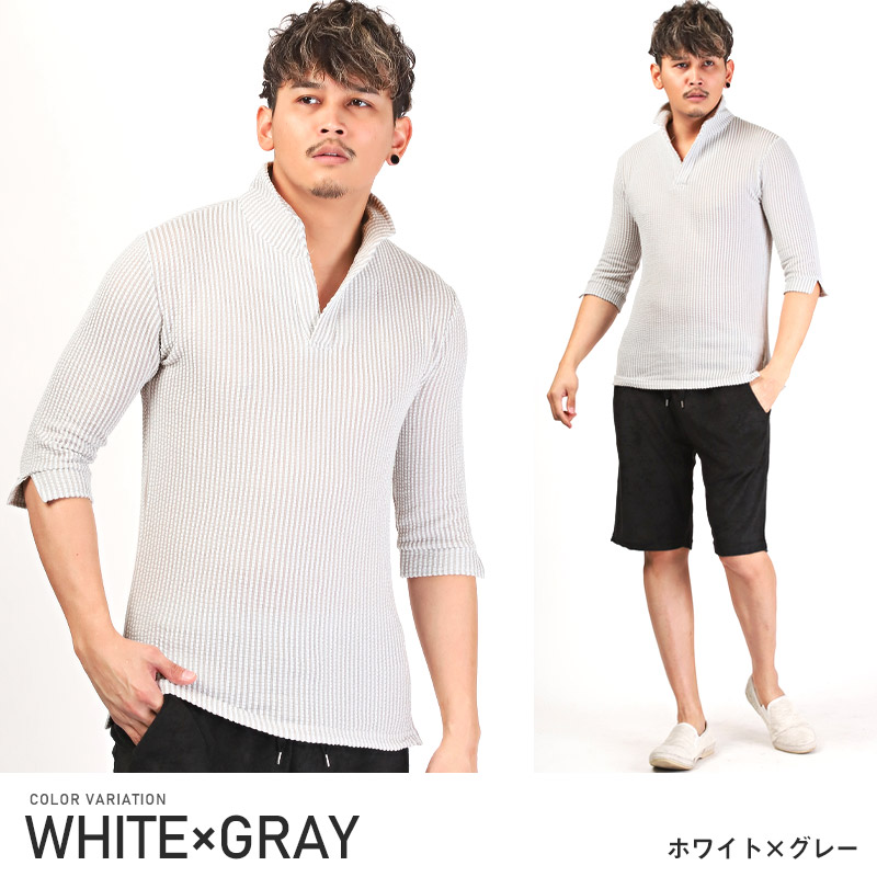 楽天市場】ポロシャツ メンズ 5分袖 五分袖 シアサッカー イタリアン