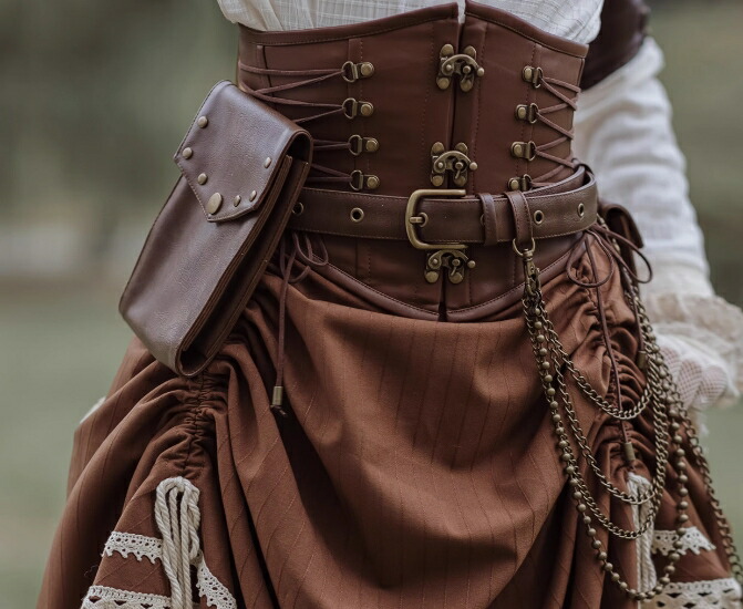 楽天市場】スチームパンク コルセット ガードル ベルト 茶色 ブラウン