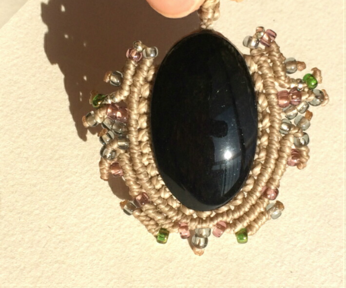 楽天市場】オブシディアンペンダント 黒曜石アクセサリー マクラメ