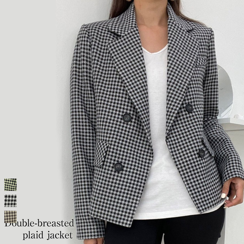 楽天市場】ダブルブレスト チェック柄 ジャケット ジャケット
