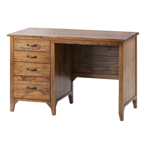 楽天市場】デスク 机 天然木 レトロ調 引出し付 Timber 幅112cm