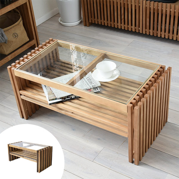 楽天市場】センターテーブル ガラス天板 天然木 FOREST 幅84cm （ ロー