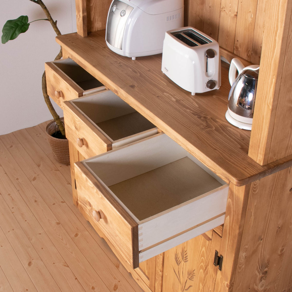 楽天市場】カップボード カントリー調 食器棚 パイン材 Farmer 幅120cm