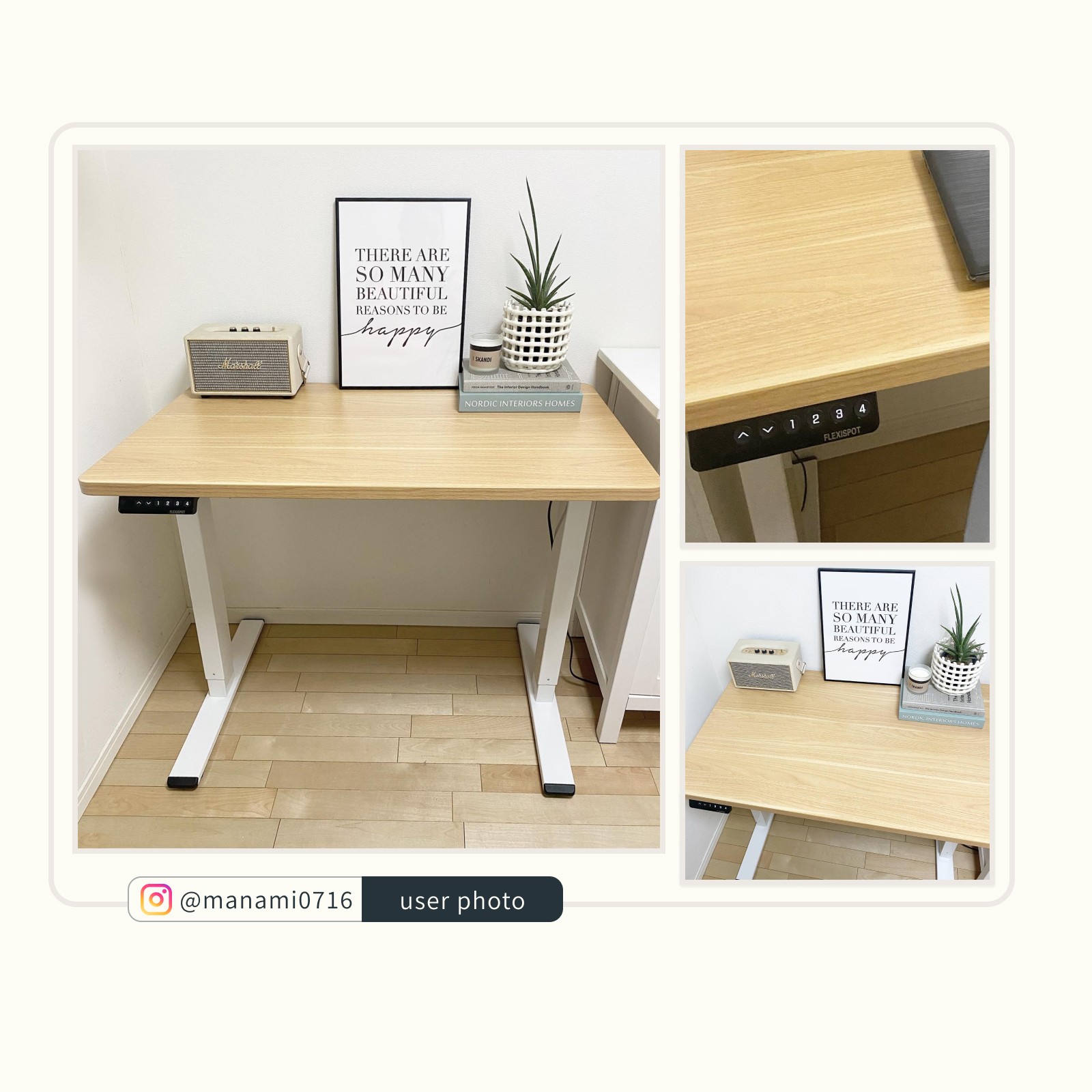 FLEXISPOT EF1 (足（白）＋天板（メイプル）, 100*60