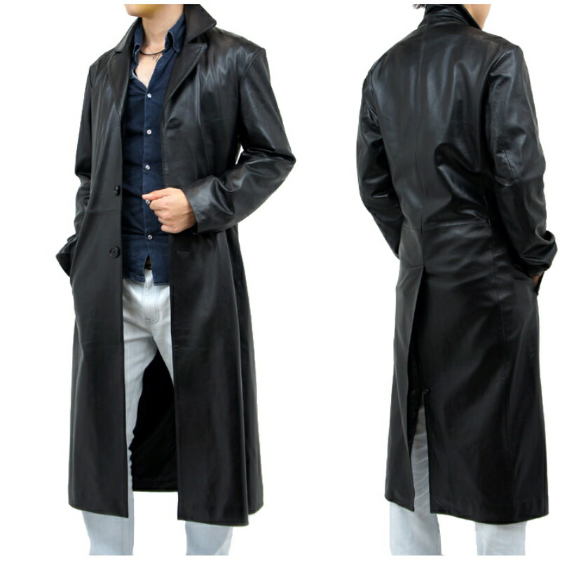 楽天市場】120cm テーラード レザーロングコート S〜3L ラムスキン
