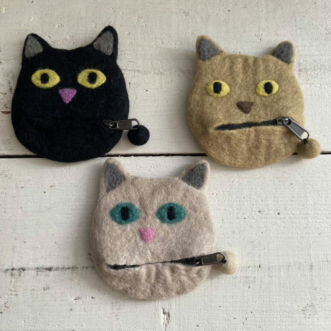 楽天市場】羊毛 フェルト 「お口にチャック」ネコポーチ ハンドメイド