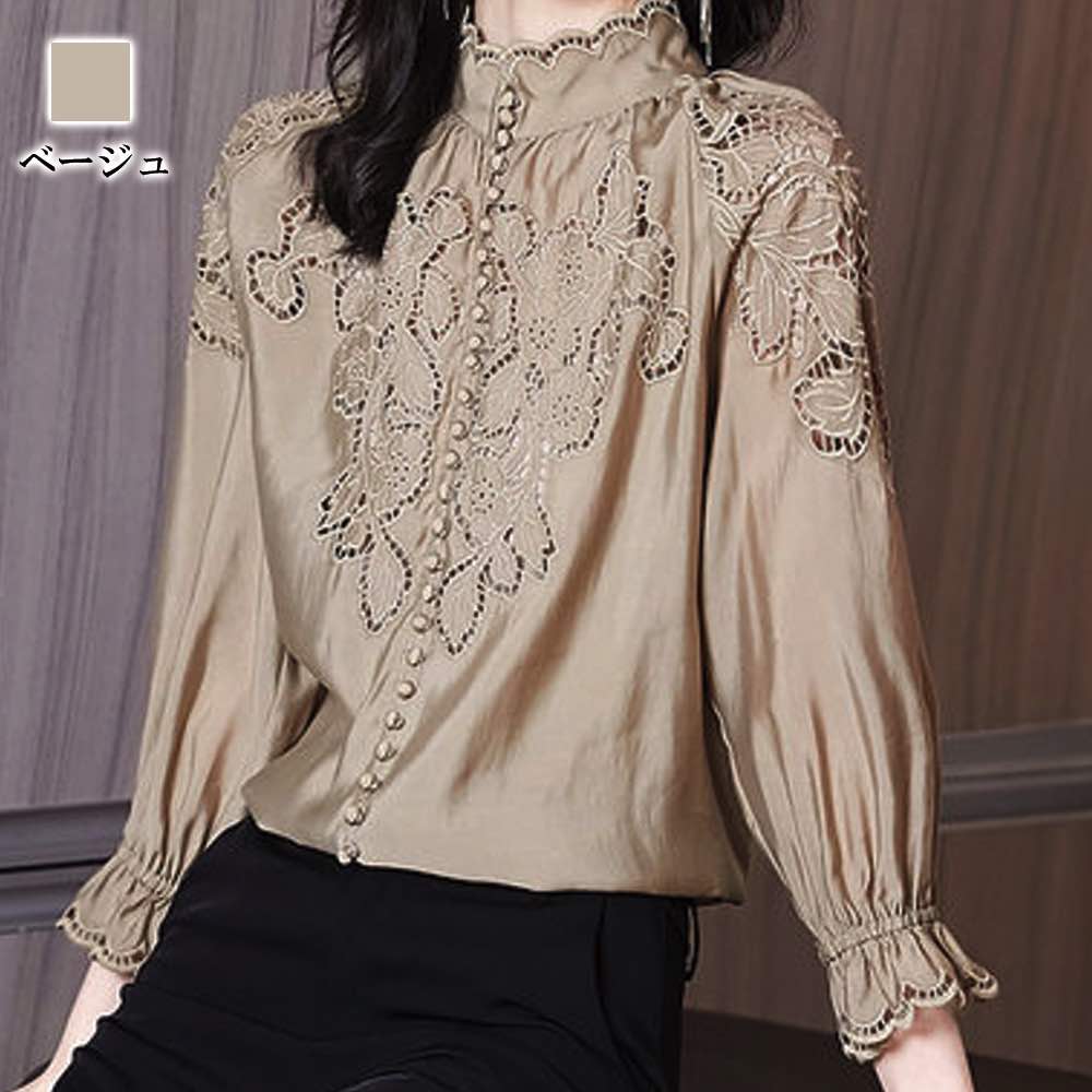 楽天市場】ブラウス レディース シルクレースブラウス フリル ブランド