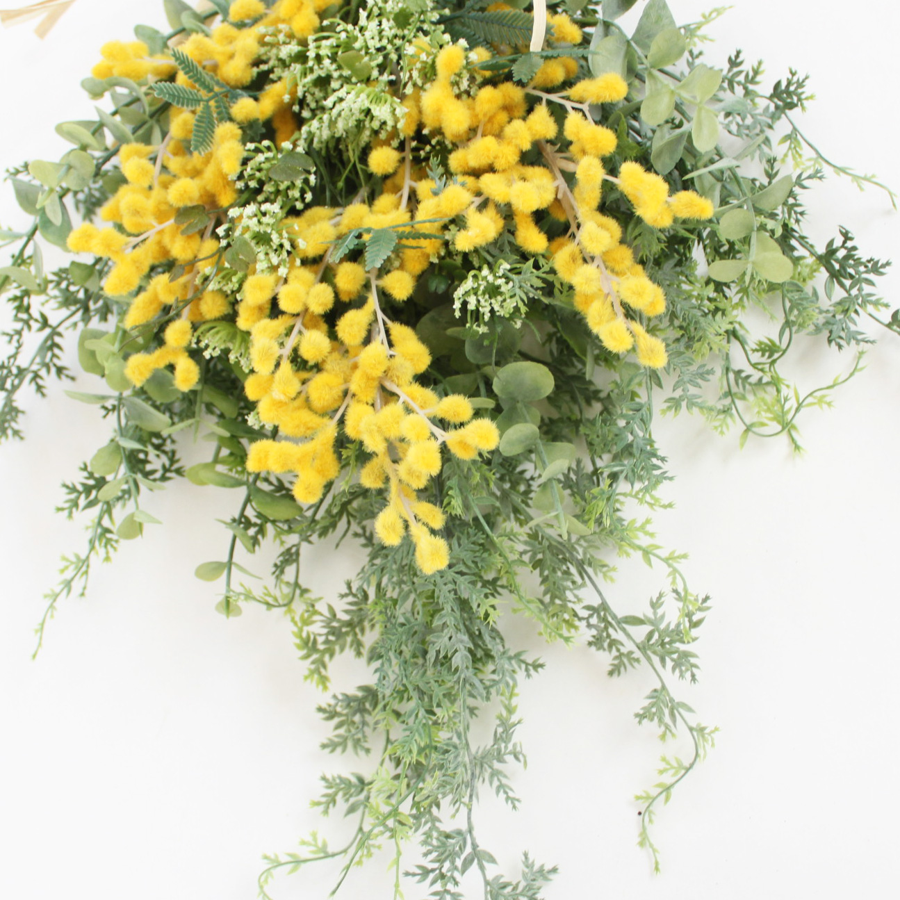 楽天市場】ミモザ リース スワッグ 玄関飾り 造花 アーティフィシャル