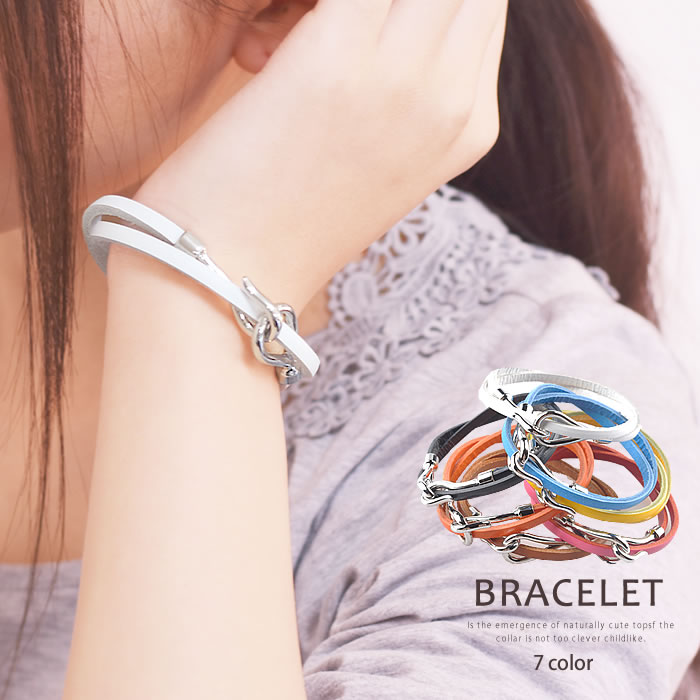 楽天市場】レザー ブレスレット 革 レディース 2重巻き レザーブレス