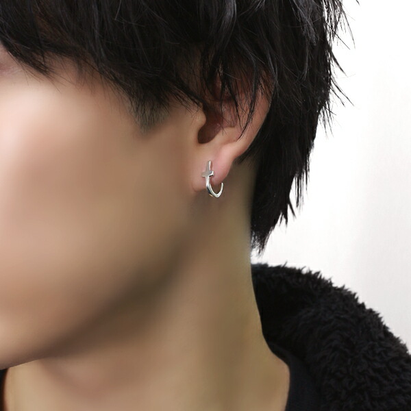 楽天市場】クロス シルエット フープピアス 1P 片耳用 シルバー925