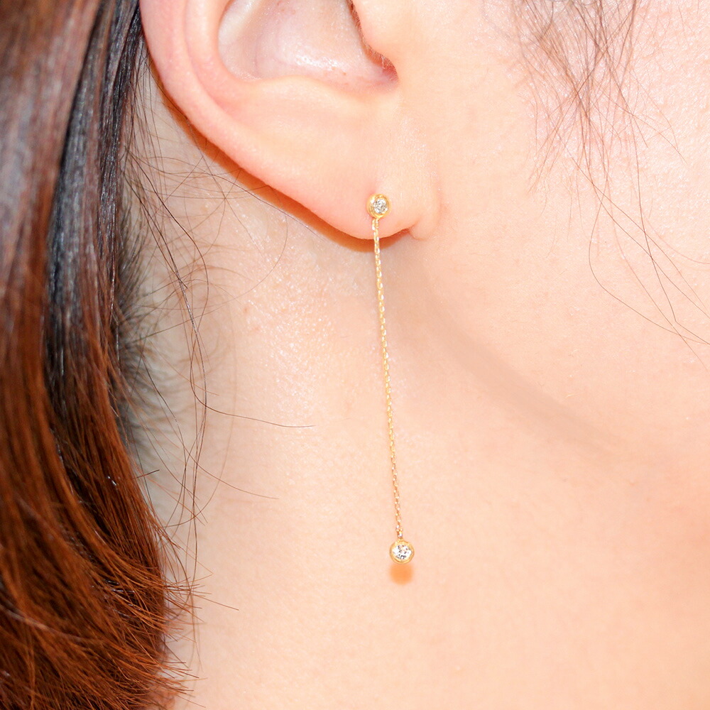 楽天市場】ピアス K18 イエローゴールド ロングピアス チェーンピアス