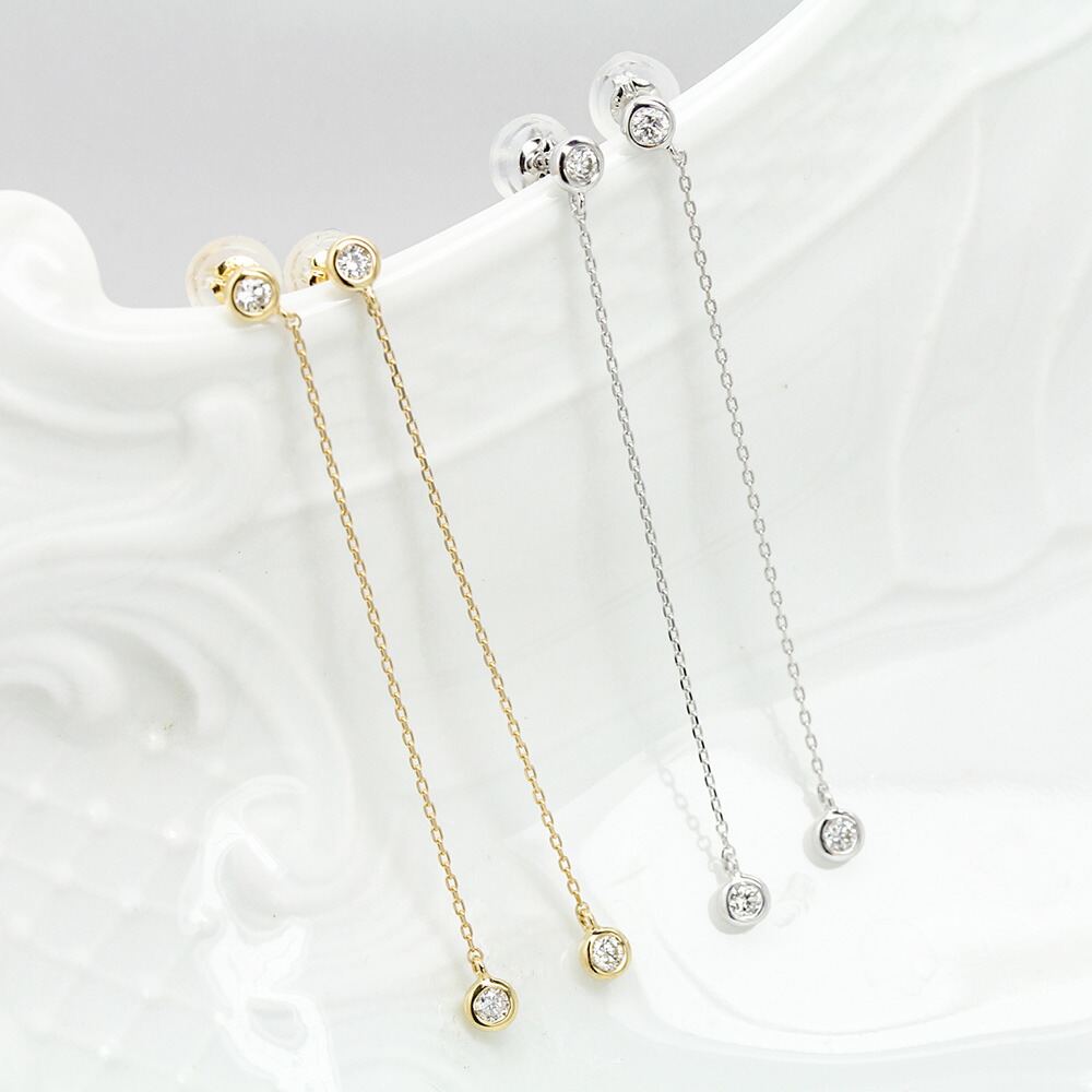 楽天市場】ピアス K18 イエローゴールド ロングピアス チェーンピアス