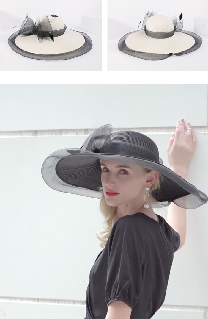 楽天市場】ストローハット リボン フェザー女優 ストローハット