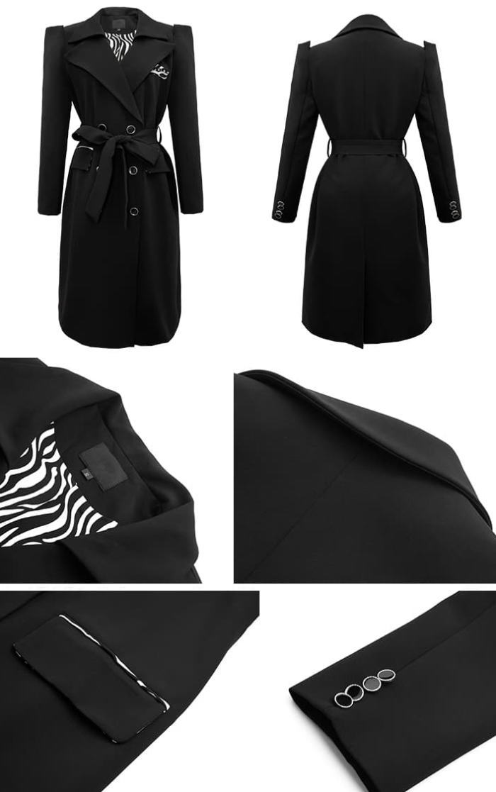 楽天市場】スプリングコート コート トレンチ 襟 ゼブラ柄 ベルト 長袖