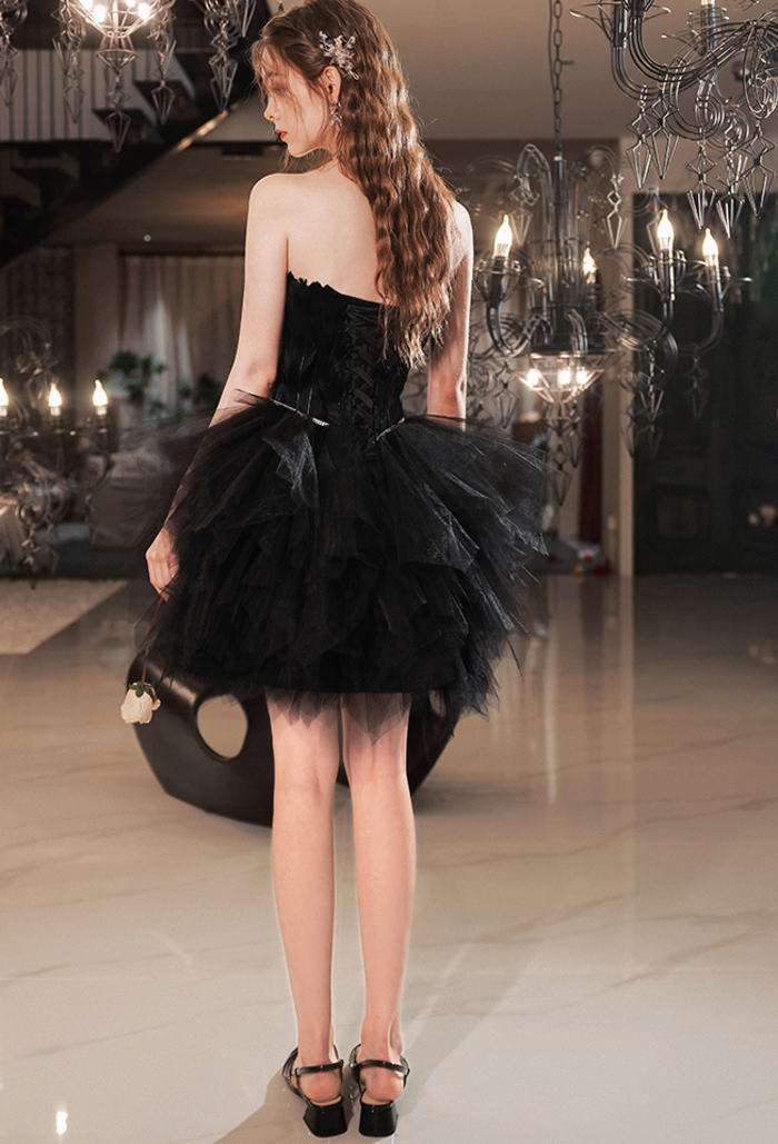 楽天市場】ANGEL カラードレス ベアトップ フェザー ラインストーン