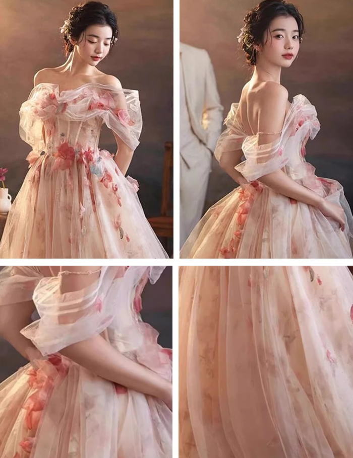 楽天市場】ANGEL カラードレス 新作 花柄 フラワー チュール Aライン