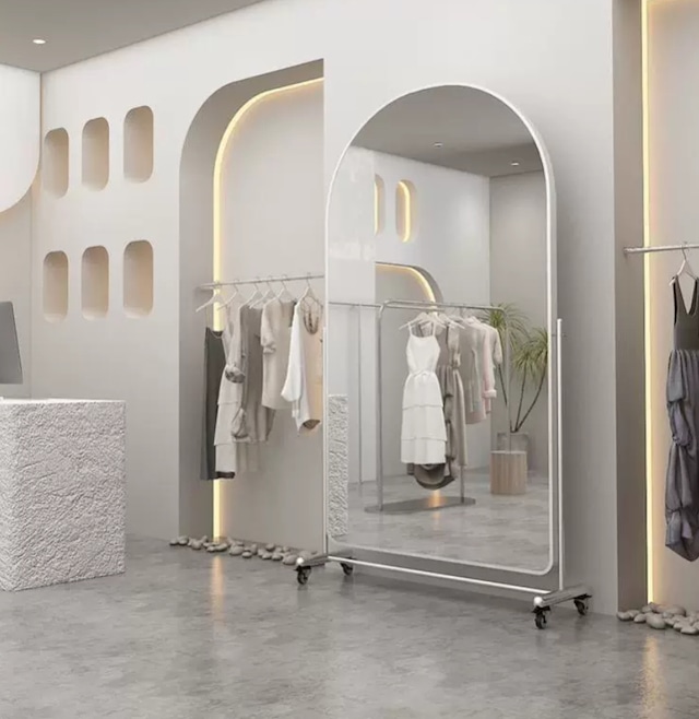 楽天市場】5size/キャスター付きアーチ型ミラー 全身鏡 スタンドミラー