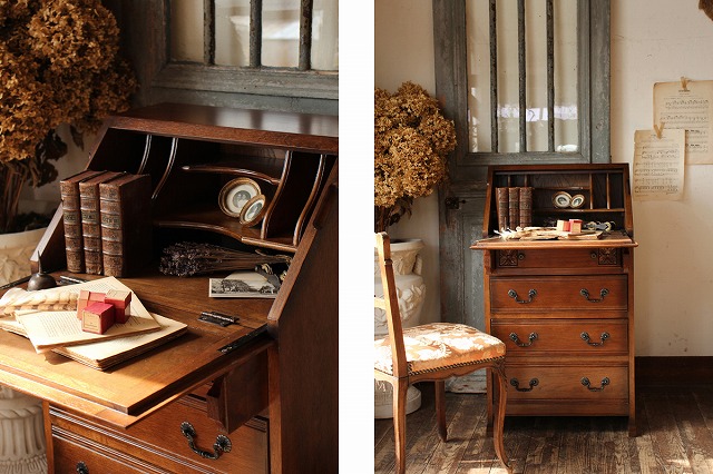 楽天市場】英国アンティークスタイル 小振りなライティングビューロー