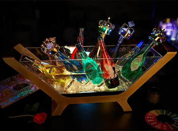 楽天市場】光る ワインクーラー 特大型 長方形 台座付き 充電式