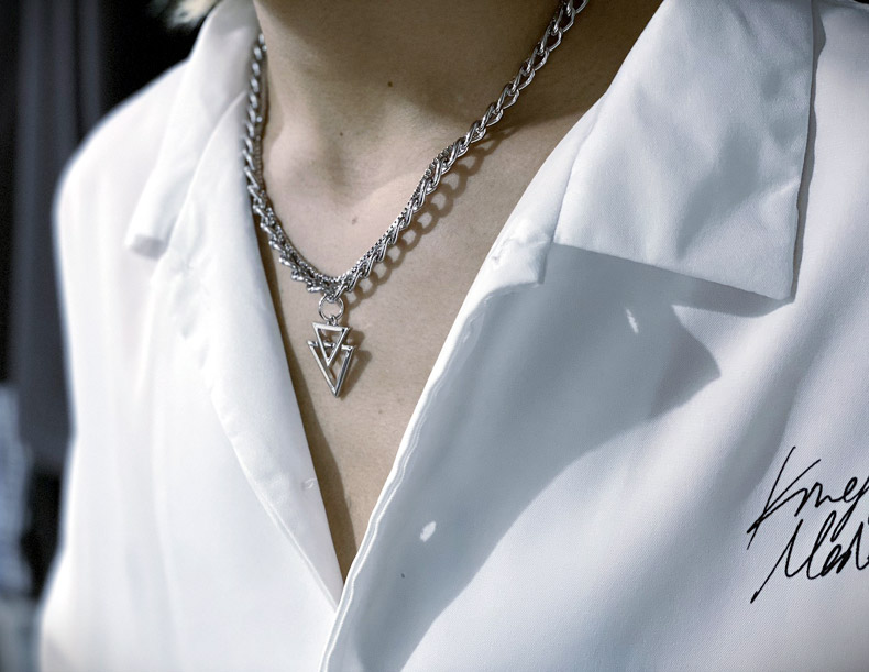 楽天市場】KMK ダブルトライアングル二連チェーンチョーカーネックレス