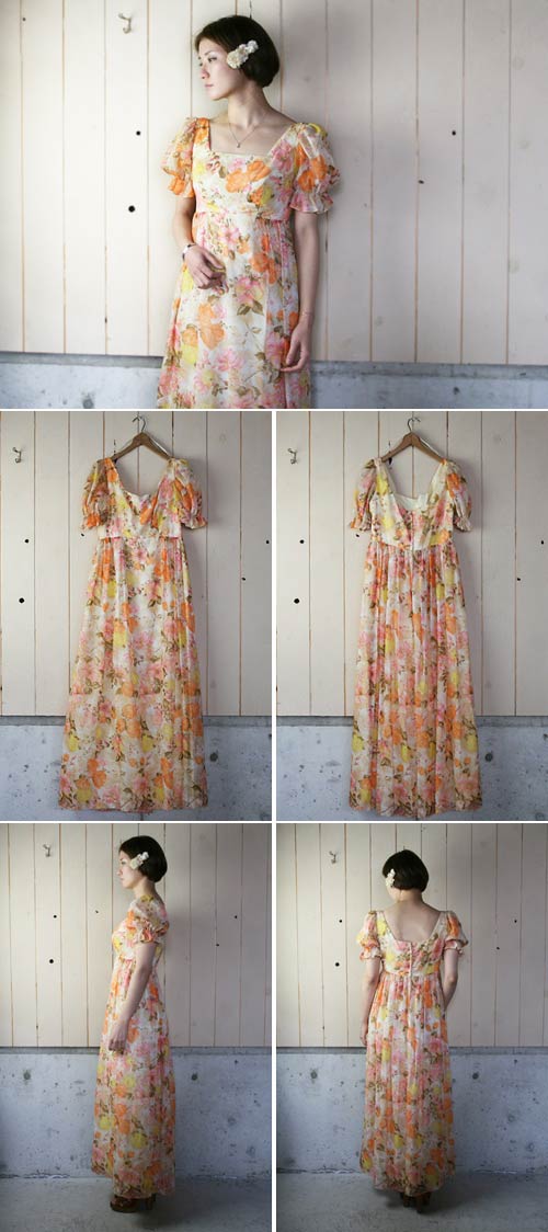 楽天市場】70年代 花柄 ロングワンピース【中古】マキシドレス