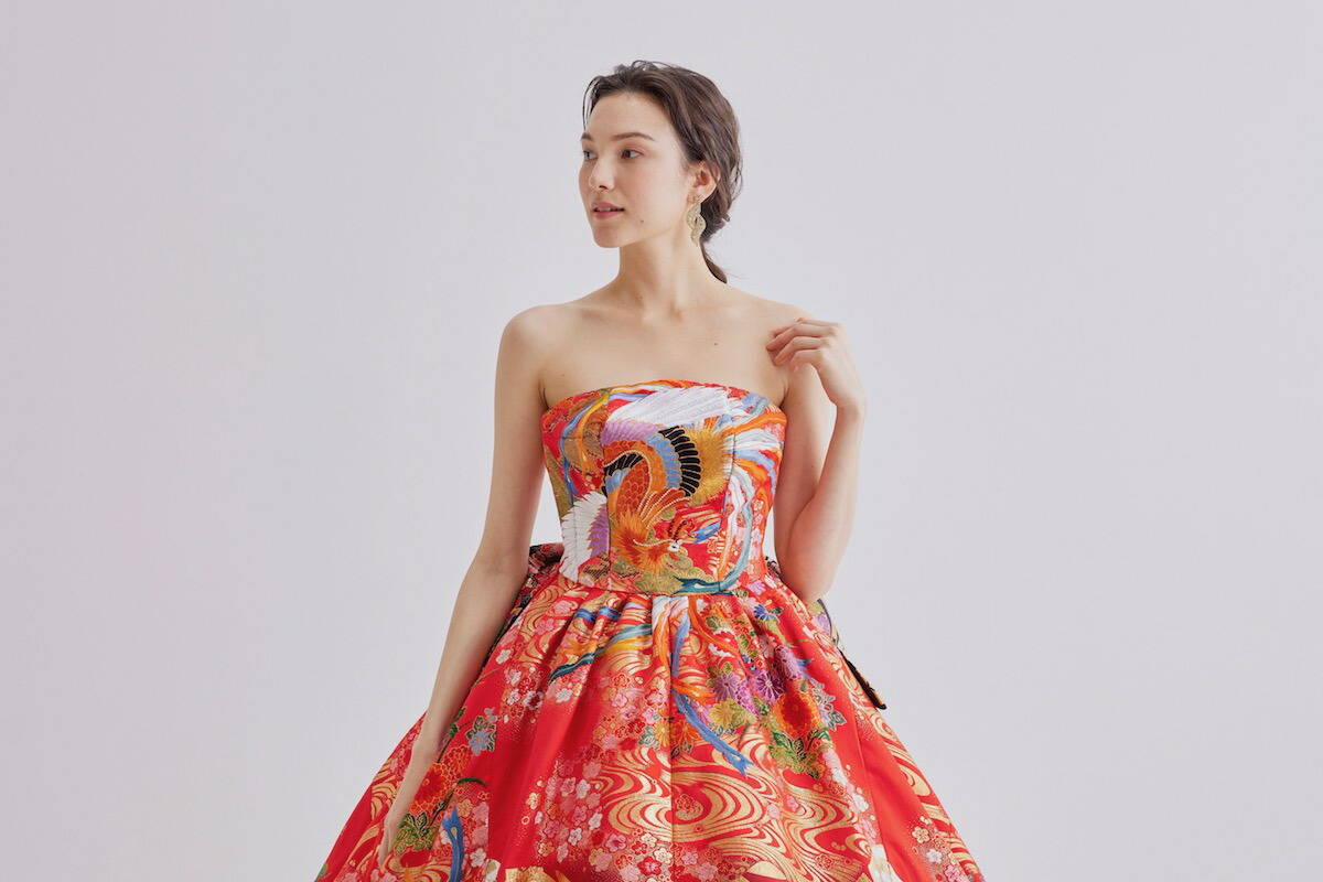 楽天市場】着物 ドレス リメイク カラードレス ウエディング 赤 着物