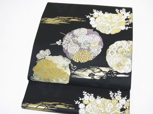 楽天市場】＜奉仕品＞西陣織 岡文織物謹製 西陣帯 本金迎賓蒔絵 黒地