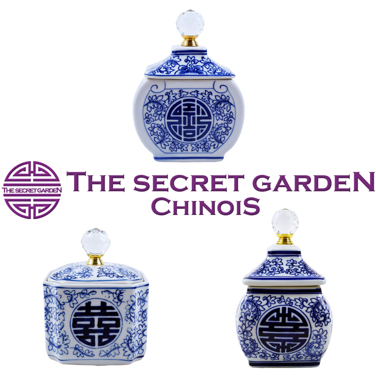 楽天市場】シノワズリ クリスタル 飾り壺 寿紋 ダブルハピネス 装飾