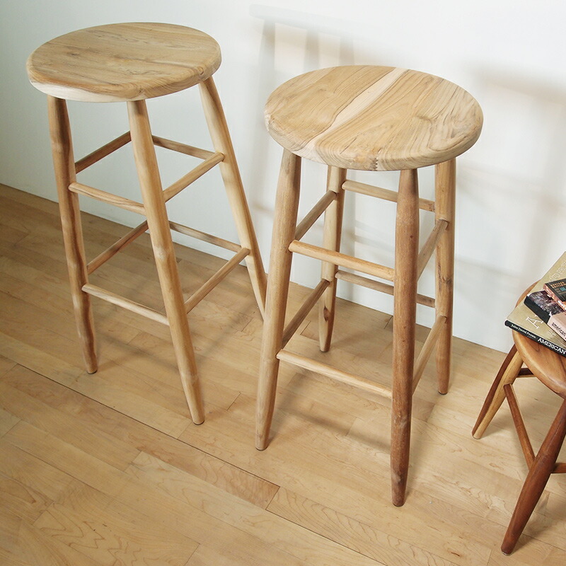 楽天市場】チーク ラウンドトップ スツール (30インチ) #2【丸 椅子