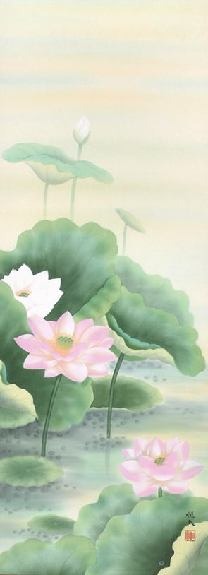 楽天市場】石田恒太 「 聖蓮花 」掛軸 尺五立 : 内田画廊