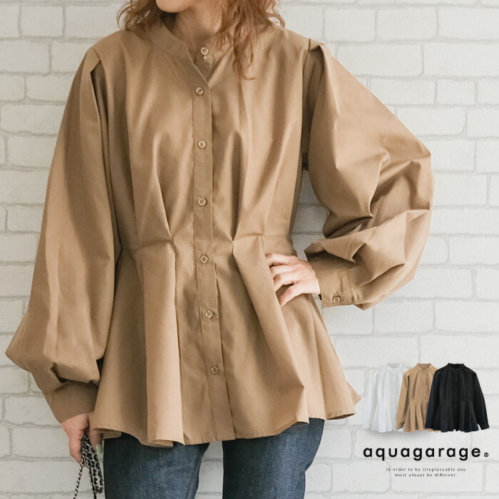 楽天市場】ウエストボリュームタックスタンド長袖ブラウス 秋 冬M