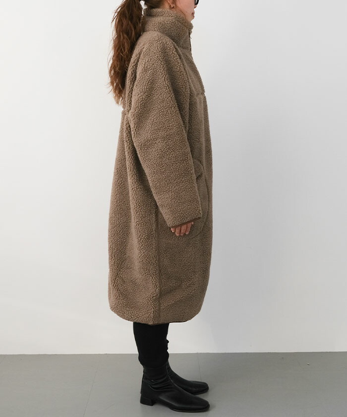 楽天市場】ボアロングコート ボアコート レディース スタンドカラー