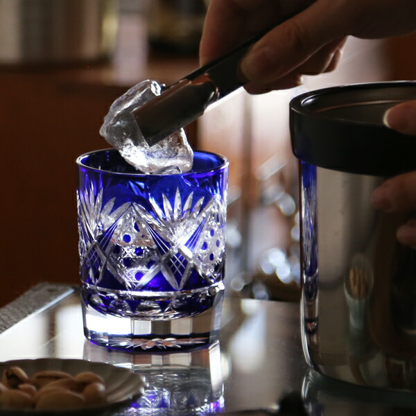 楽天市場】田島硝子 江戸切子 八角籠目菊底 オールド ペア ルリ 赤